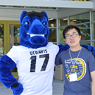 student and mascot 