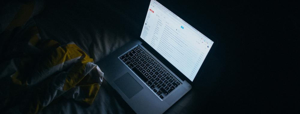 computer screen in the dark 