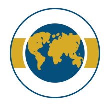 A blue and gold globe graphic.