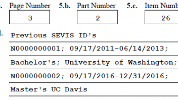 Part 6 previous SEVIS IDs