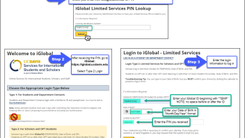 Three screen shots to show scholar navigation