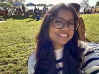 Pavitra Narayanan smiles in a selfie.
