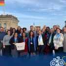 Group photo of Fulbright Germany scholars with Global Aggies logo.