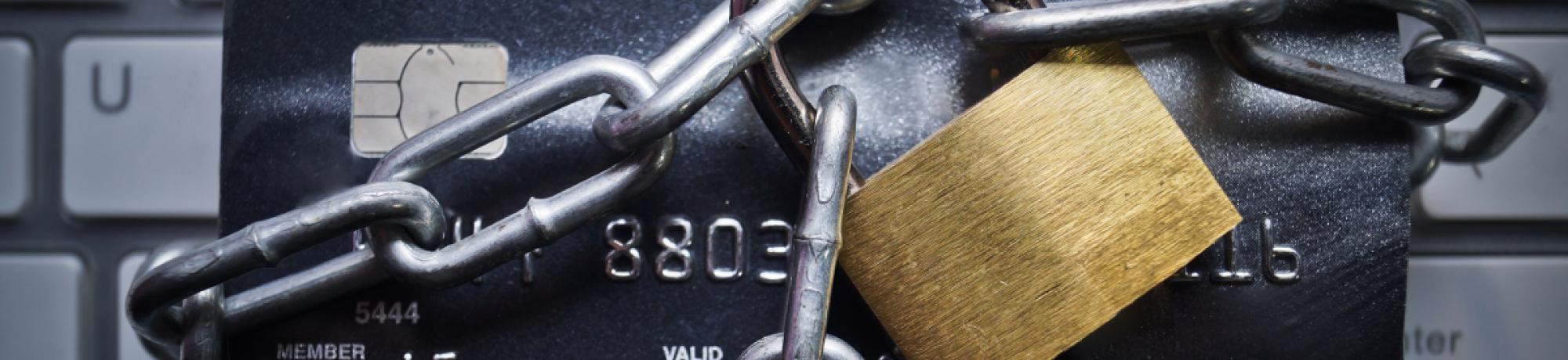 credit card with locks and chains on it 